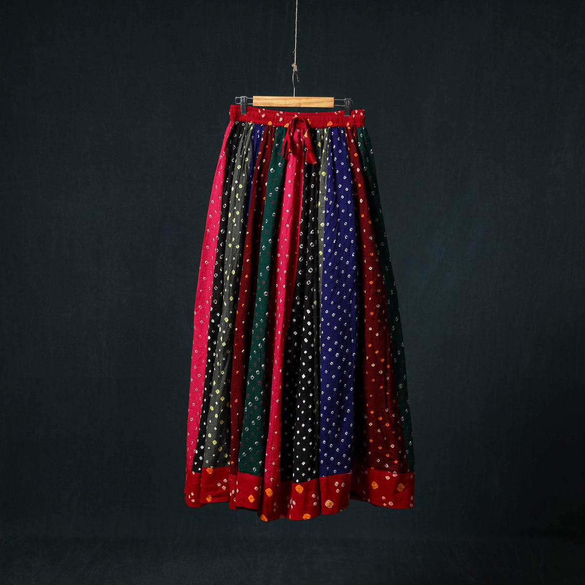 Bandhani Tie-Dye 24 Kali Patchwork Cotton Long Skirt 71
