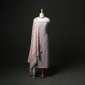 Floral Hand Block Sanganeri Print Woolen Unstitched Dress Material: Kurta, Bottom with Dupatta 27