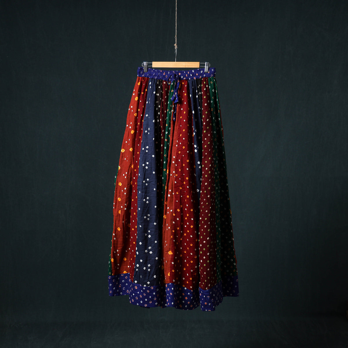 Bandhani Tie-Dye 24 Kali Patchwork Cotton Long Skirt 72