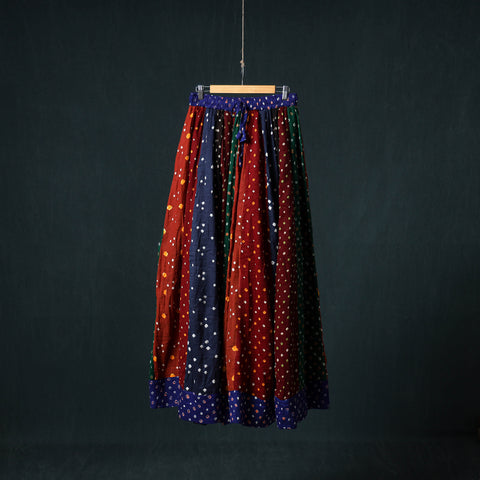 Bandhani Tie-Dye 24 Kali Patchwork Cotton Long Skirt 72