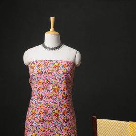 Floral Hand Block Sanganeri Print Woolen Unstitched Dress Material: Kurta, Bottom with Dupatta 28