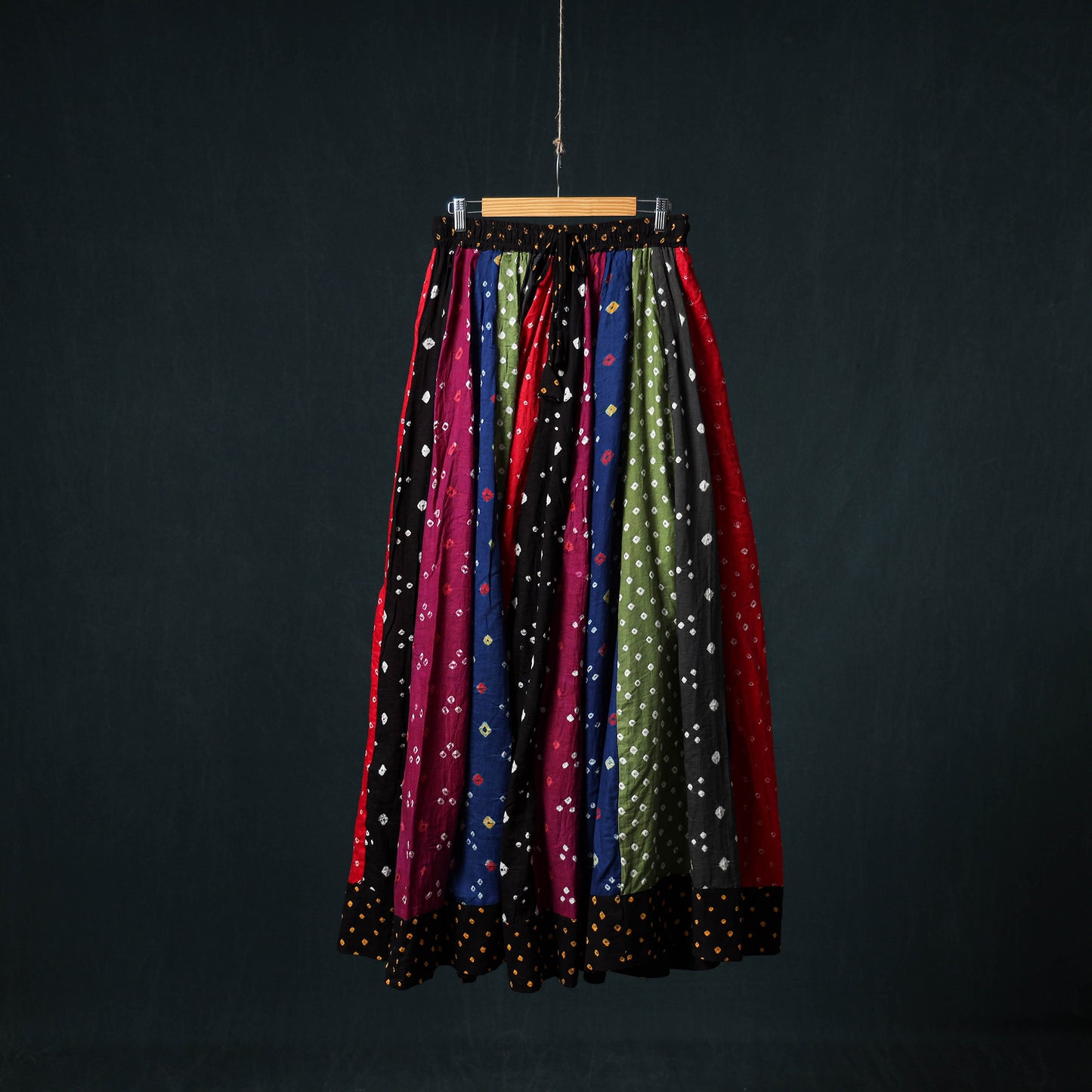 Bandhani Tie-Dye 24 Kali Patchwork Cotton Long Skirt 73