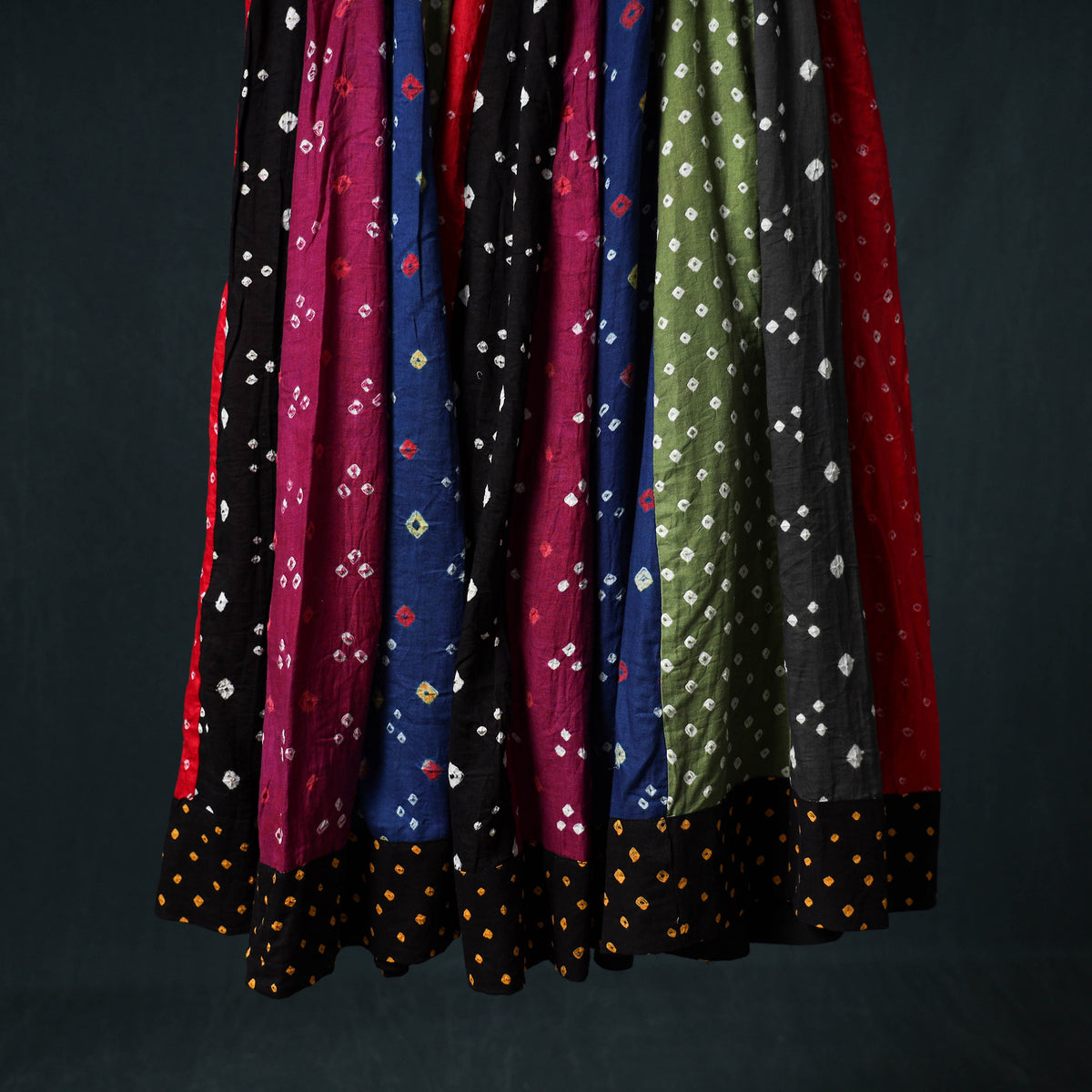 Bandhani Tie-Dye 24 Kali Patchwork Cotton Long Skirt 73