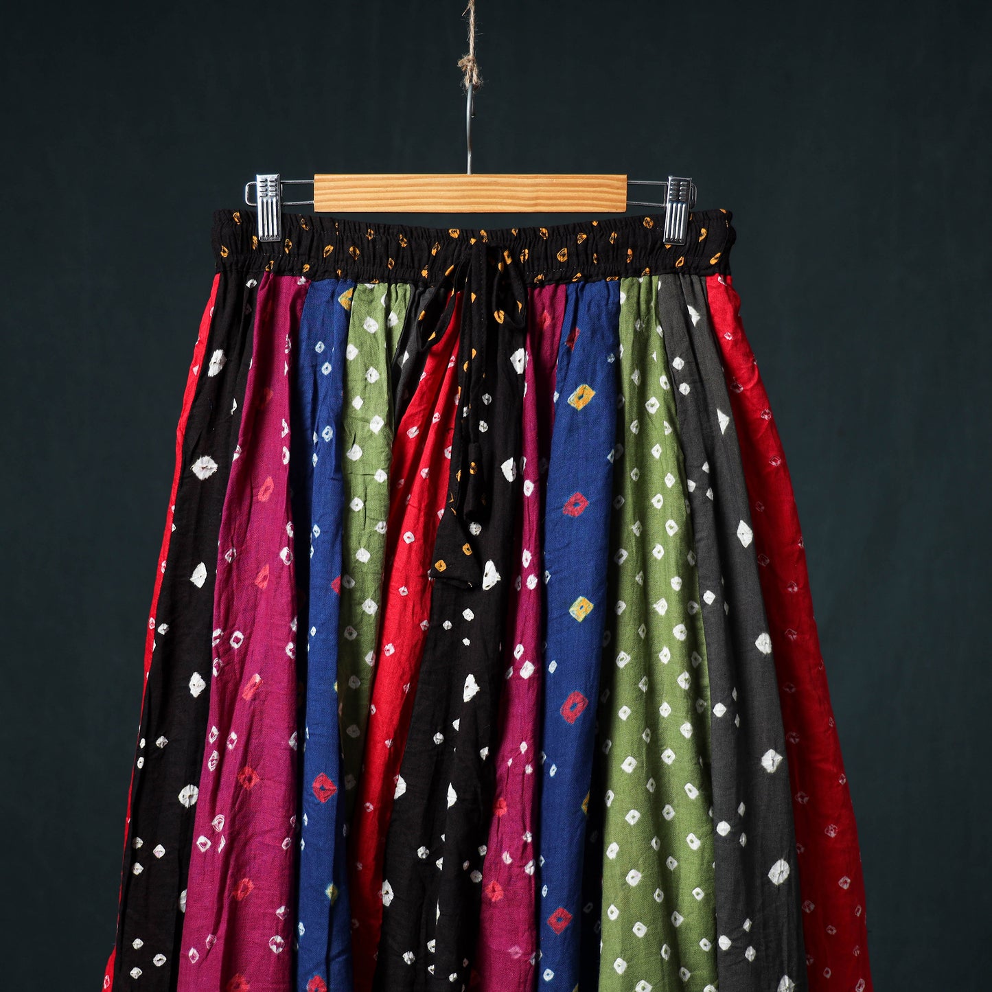 Bandhani Tie-Dye 24 Kali Patchwork Cotton Long Skirt 73