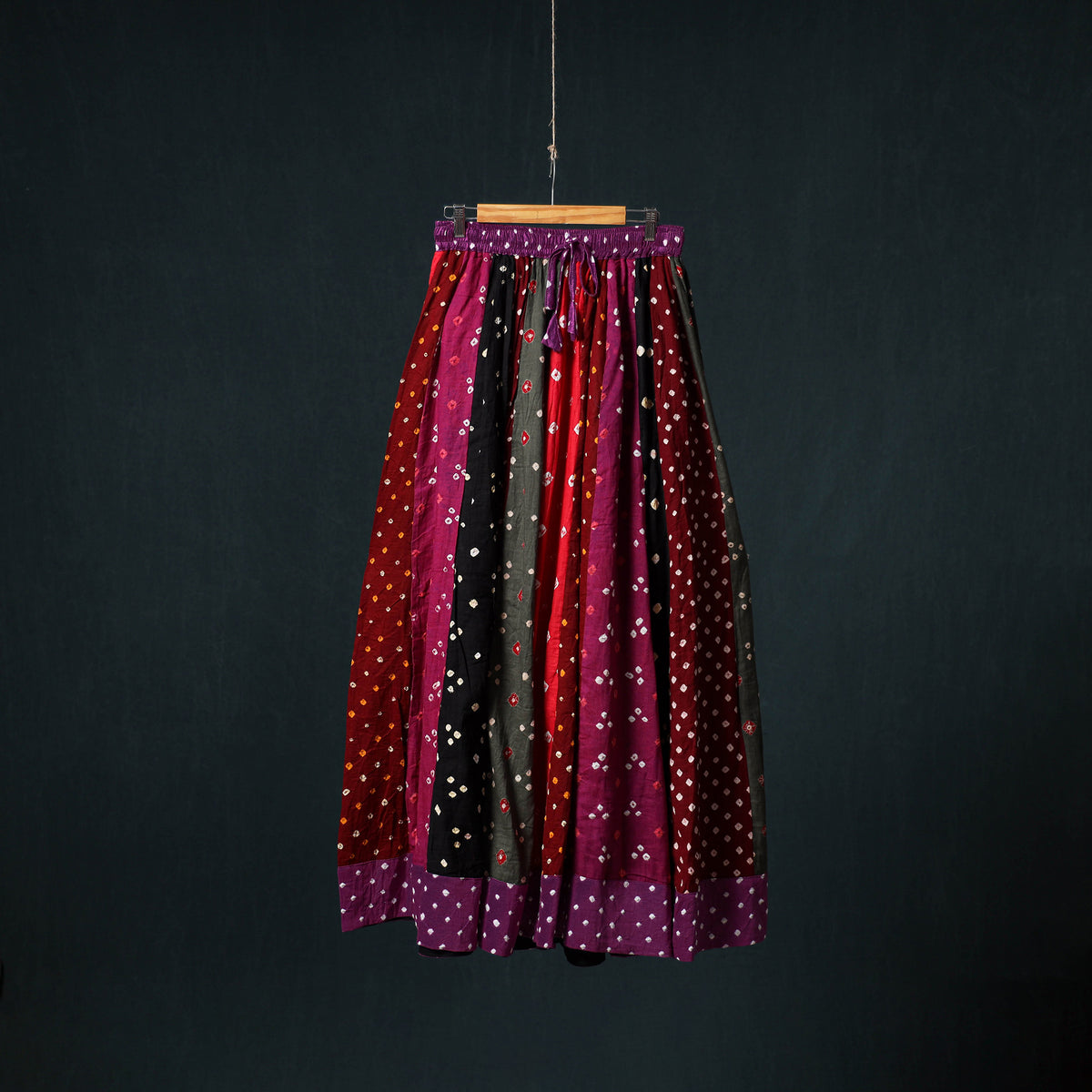 Bandhani Tie-Dye 24 Kali Patchwork Cotton Long Skirt 74