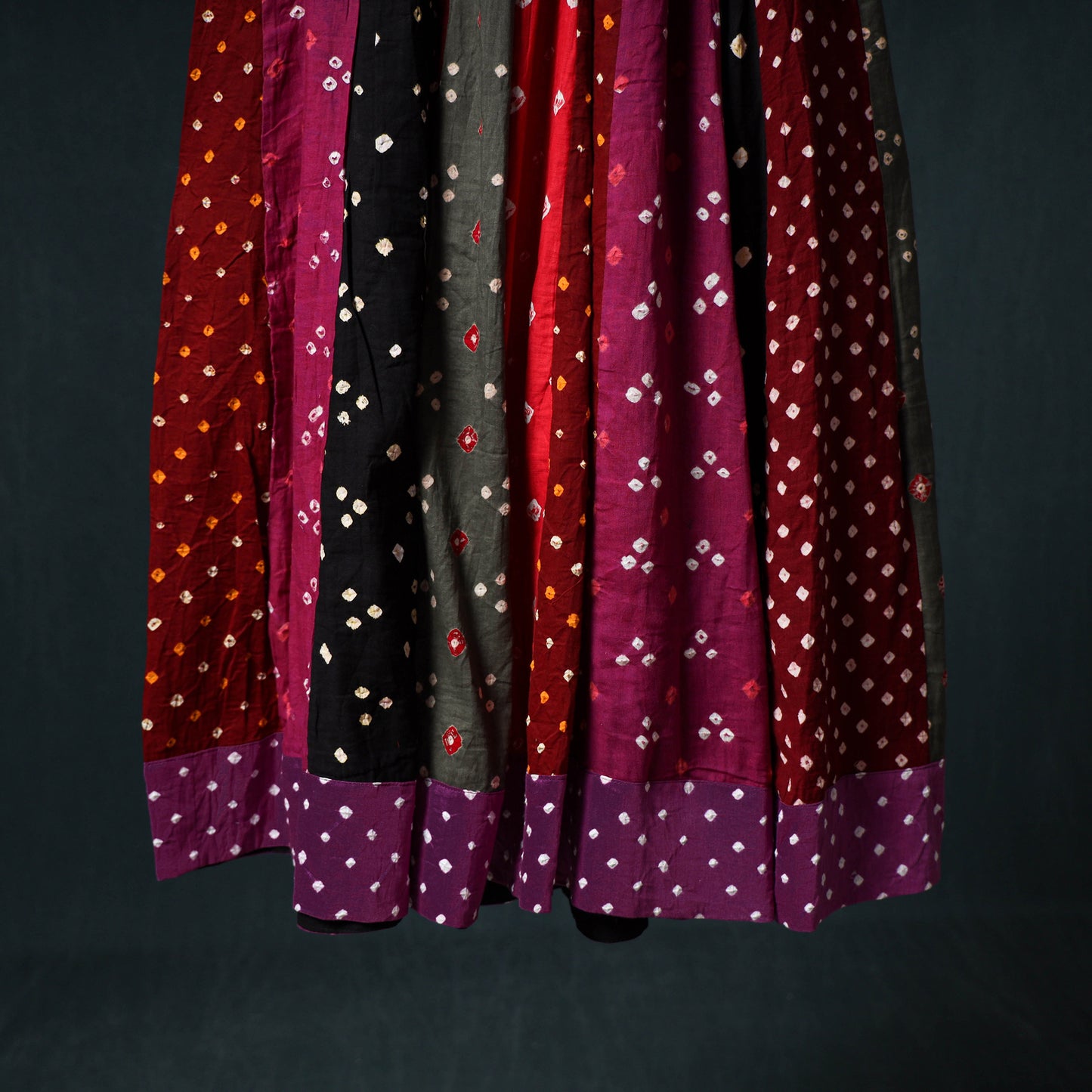 Bandhani Tie-Dye 24 Kali Patchwork Cotton Long Skirt 74