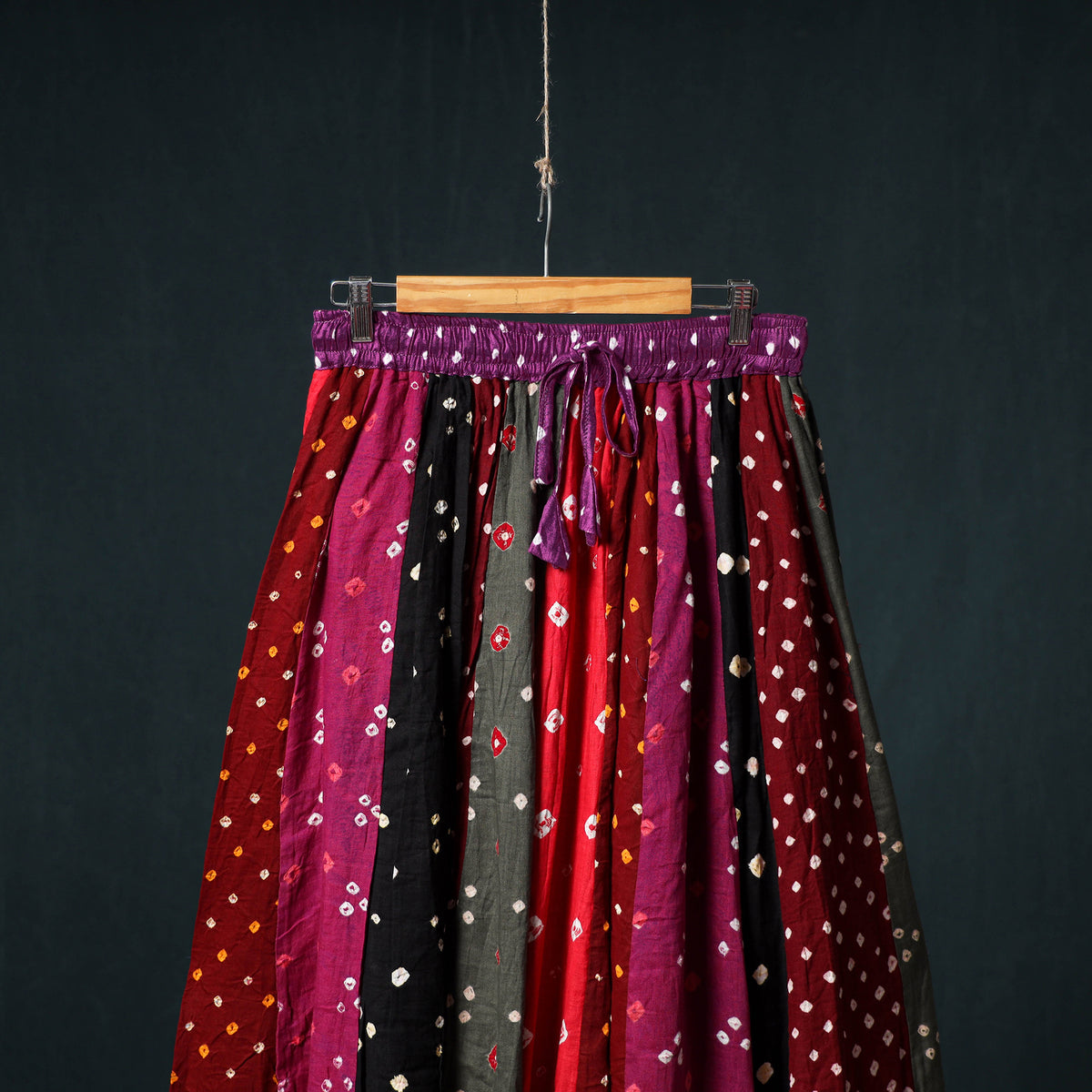 Bandhani Tie-Dye 24 Kali Patchwork Cotton Long Skirt 74