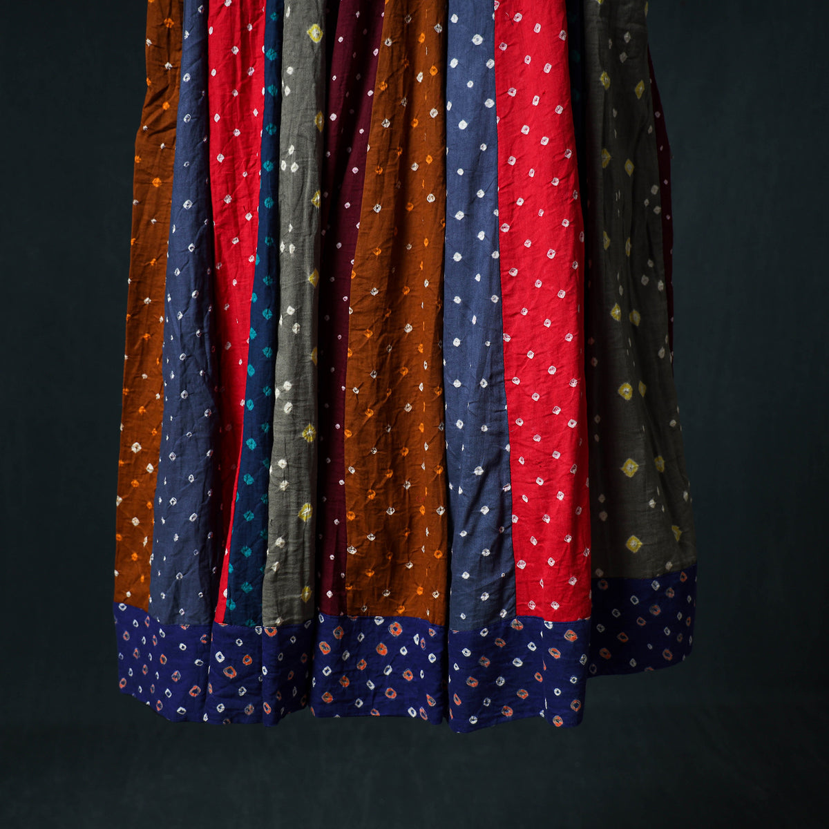 Bandhani Tie-Dye 24 Kali Patchwork Cotton Long Skirt 75