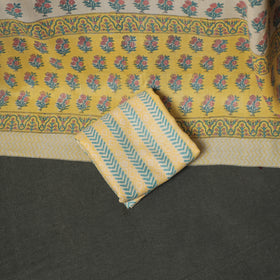 Floral Hand Block Sanganeri Print Woolen Unstitched Dress Material: Kurta, Bottom with Dupatta 30