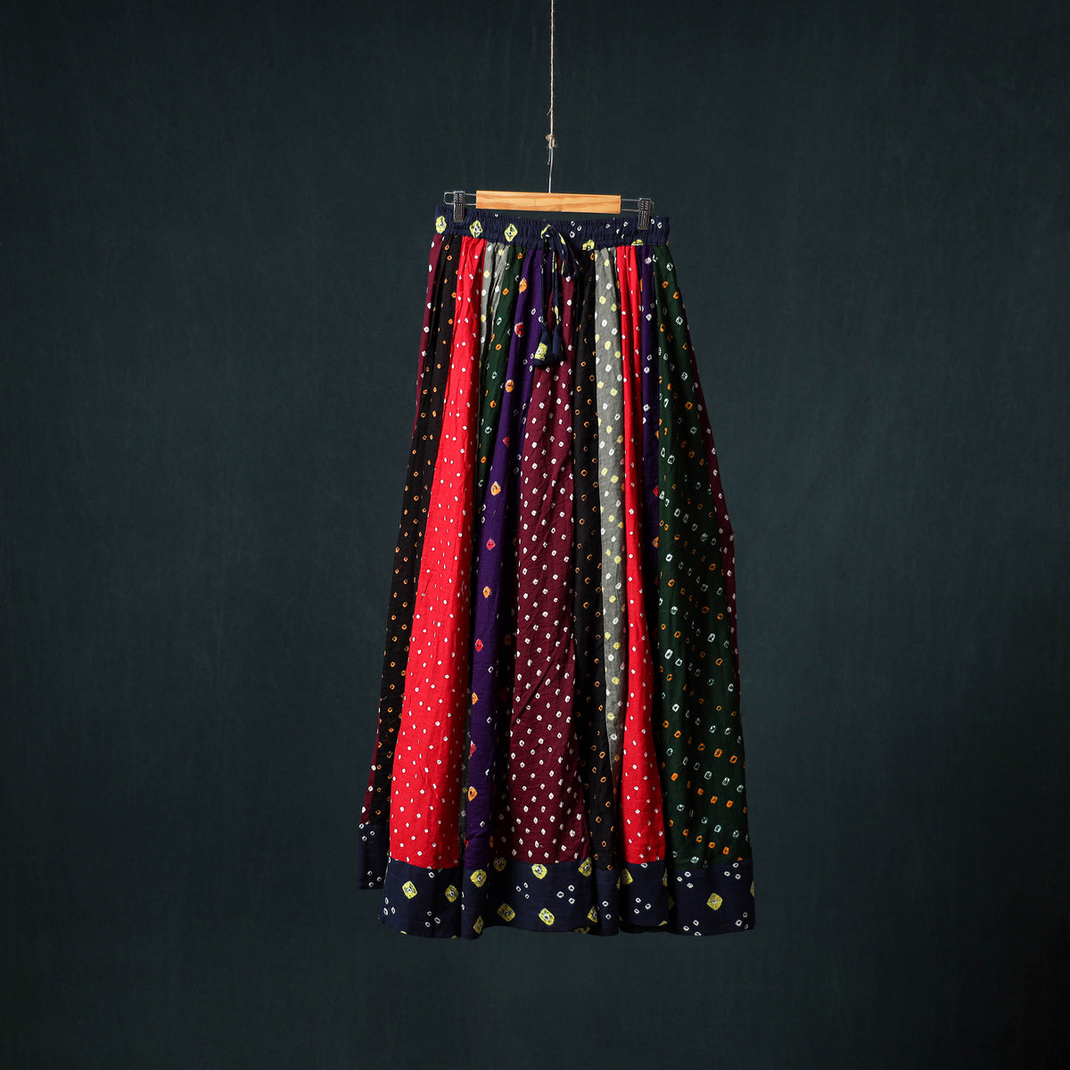 Bandhani Tie-Dye 24 Kali Patchwork Cotton Long Skirt 76