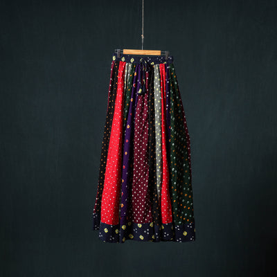Bandhani Tie-Dye 24 Kali Patchwork Cotton Long Skirt 76