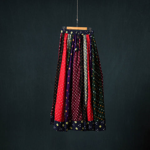 Bandhani Tie-Dye 24 Kali Patchwork Cotton Long Skirt 76