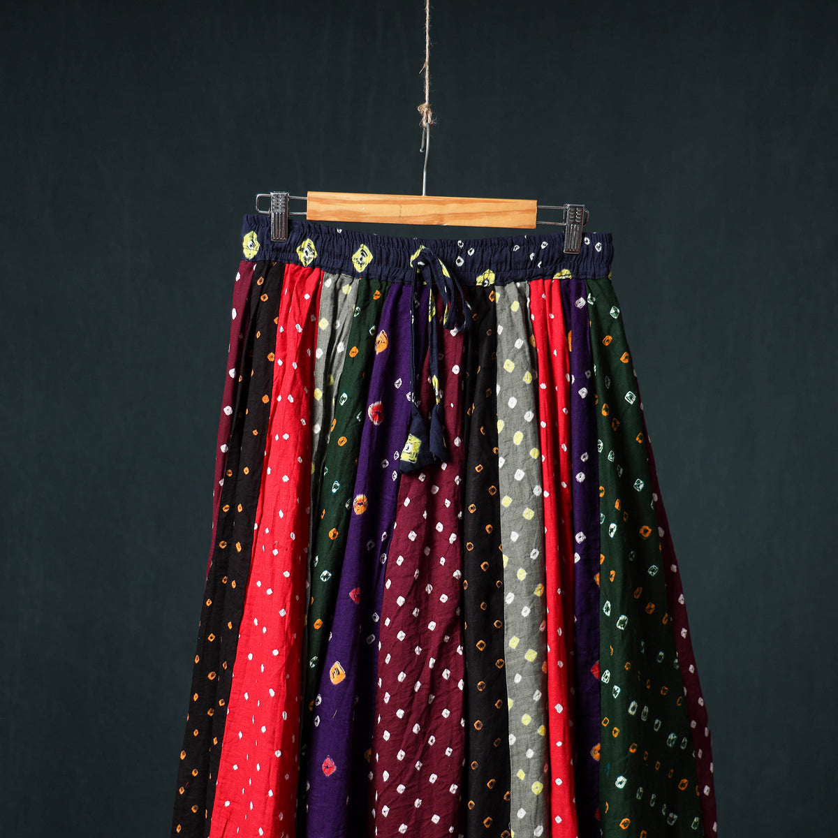 Bandhani Tie-Dye 24 Kali Patchwork Cotton Long Skirt 76