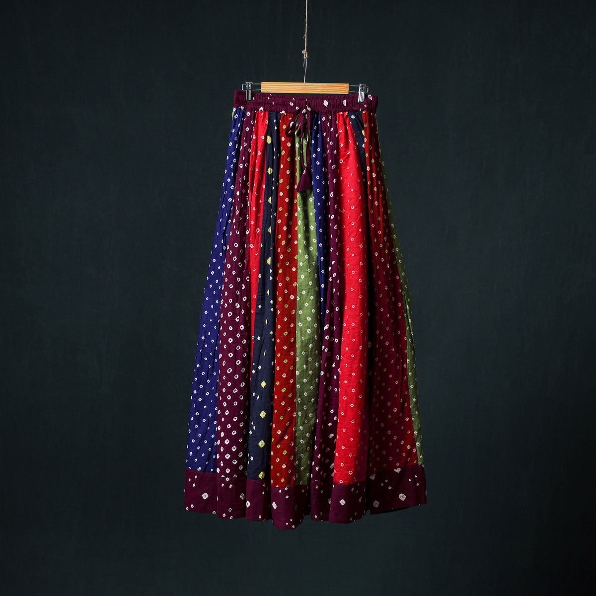 Bandhani Tie-Dye 24 Kali Patchwork Cotton Long Skirt 77