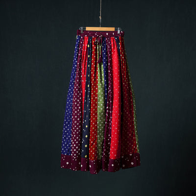 Bandhani Tie-Dye 24 Kali Patchwork Cotton Long Skirt 77