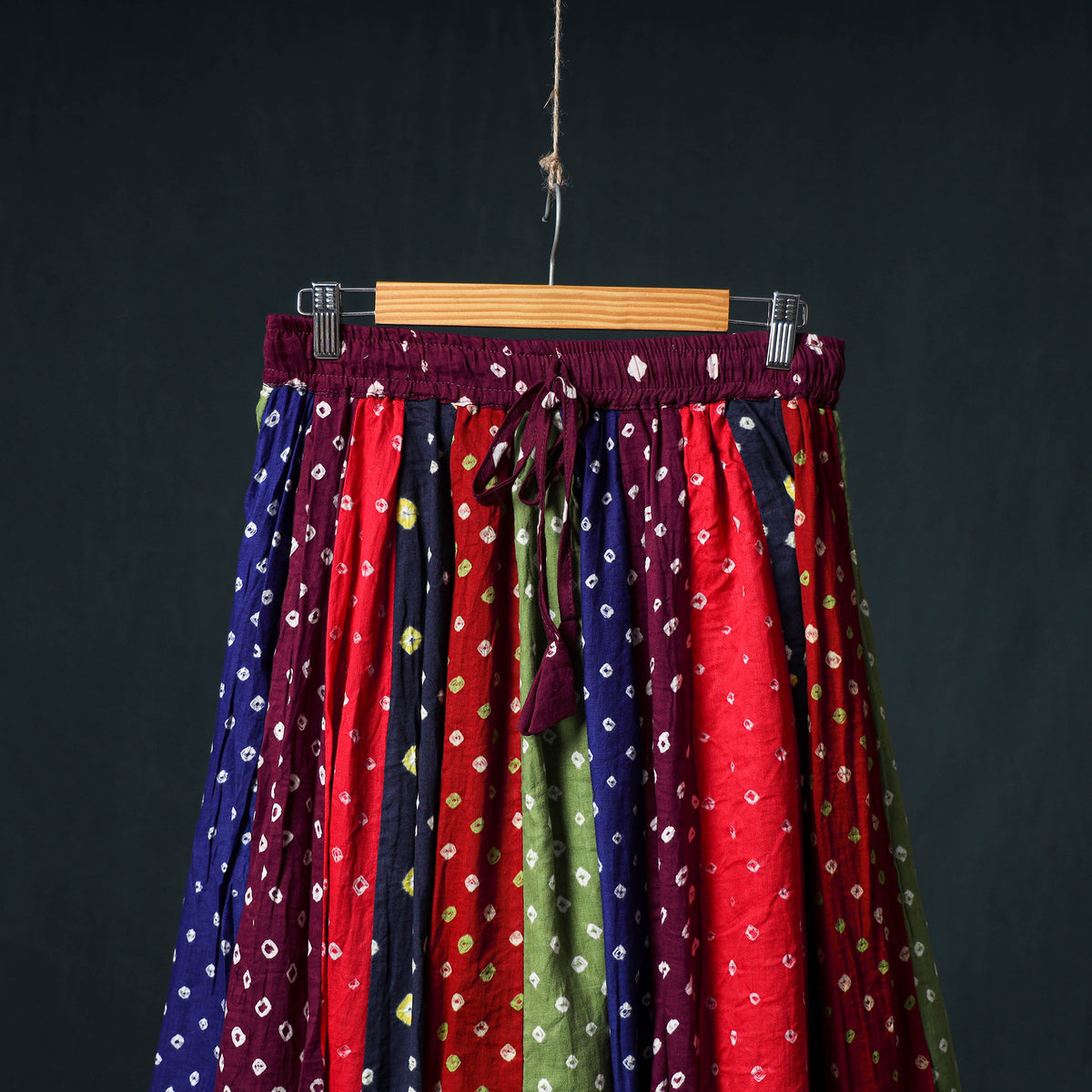 Bandhani Tie-Dye 24 Kali Patchwork Cotton Long Skirt 77