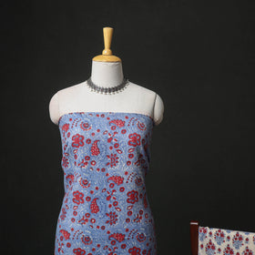 Floral hand block sanganeri print woolen unstitched dress