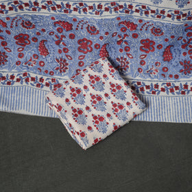 Floral hand block sanganeri print woolen unstitched dress