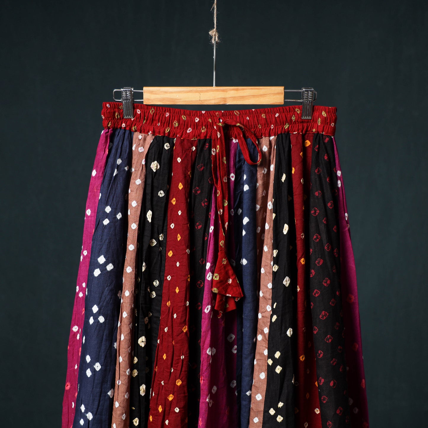 Bandhani Tie-Dye 24 Kali Patchwork Cotton Long Skirt 78