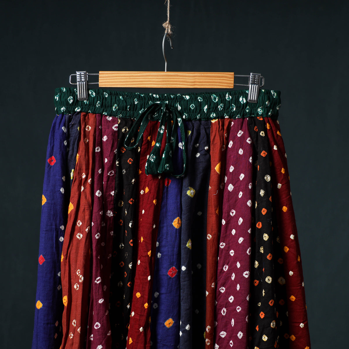 Bandhani Tie-Dye 24 Kali Patchwork Cotton Long Skirt 79