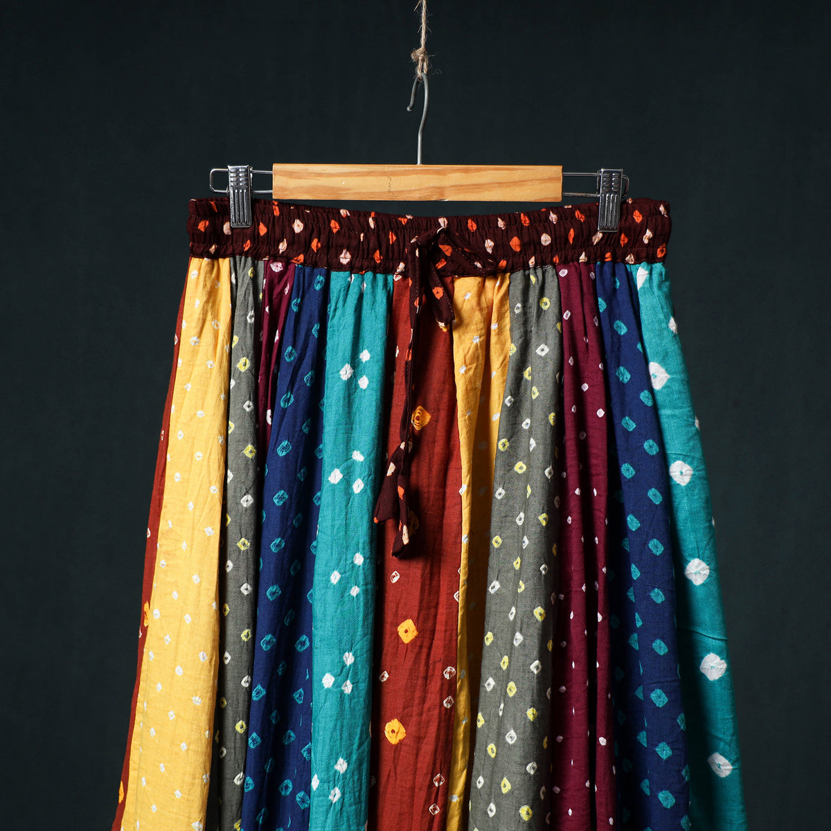 Bandhani Tie-Dye 24 Kali Patchwork Cotton Long Skirt 80