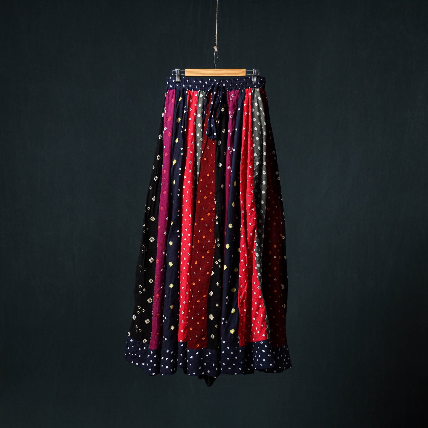 Bandhani Tie-Dye 24 Kali Patchwork Cotton Long Skirt 81
