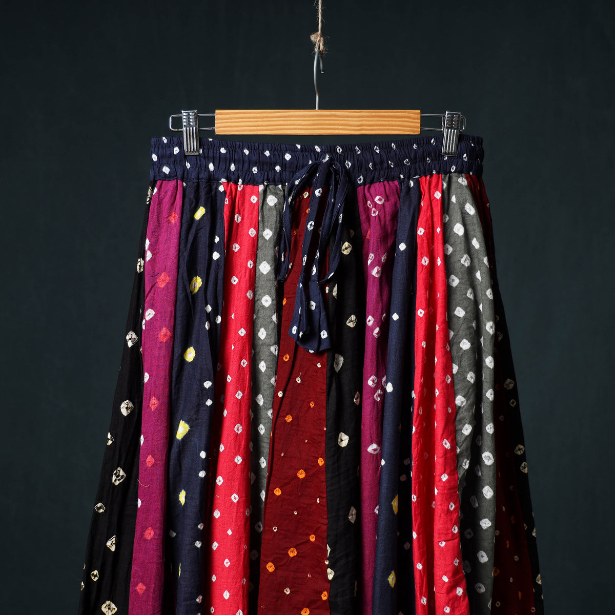 Bandhani Tie-Dye 24 Kali Patchwork Cotton Long Skirt 81