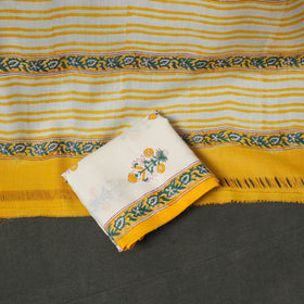 Floral Hand Block Sanganeri Print Woolen Unstitched Dress Material: Kurta, Bottom with Dupatta 34