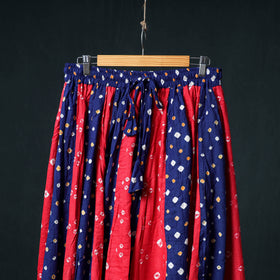 Bandhani Tie-Dye 24 Kali Patchwork Cotton Long Skirt with Ajrakh Border 83