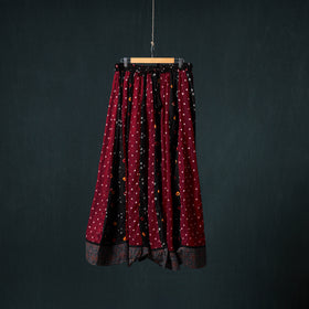 Bandhani Tie-Dye 24 Kali Patchwork Cotton Long Skirt with Ajrakh Border 85