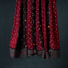 Bandhani Tie-Dye 24 Kali Patchwork Cotton Long Skirt with Ajrakh Border 85