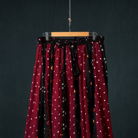 Bandhani Tie-Dye 24 Kali Patchwork Cotton Long Skirt with Ajrakh Border 85