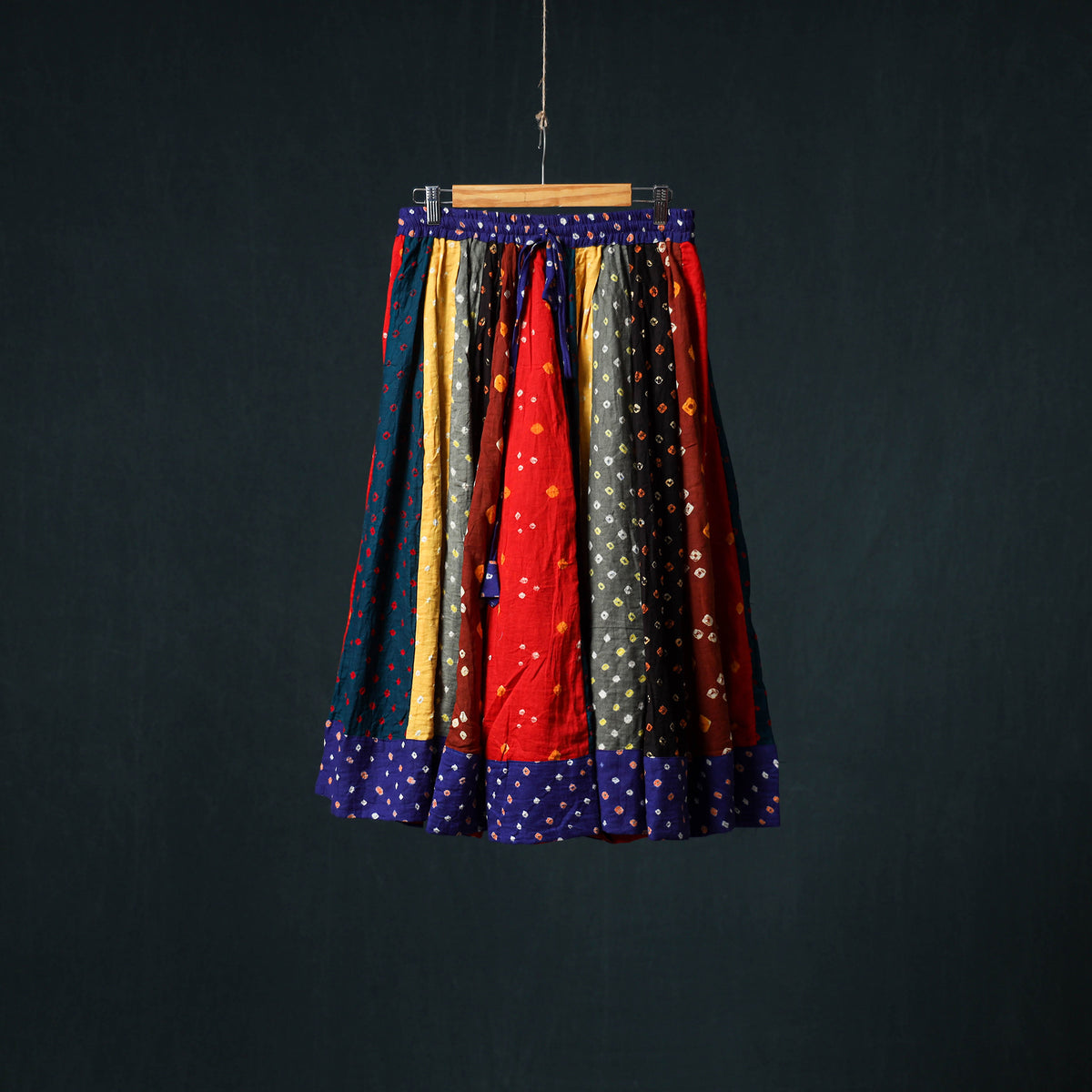 Bandhani Tie-Dye 24 Kali Patchwork Cotton Short Skirt 87
