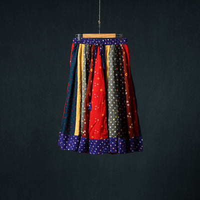 Bandhani Tie-Dye 24 Kali Patchwork Cotton Short Skirt 87
