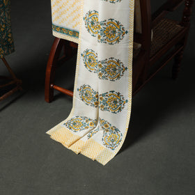 Floral Hand Block Sanganeri Print Woolen Unstitched Dress Material: Kurta, Bottom with Dupatta 38
