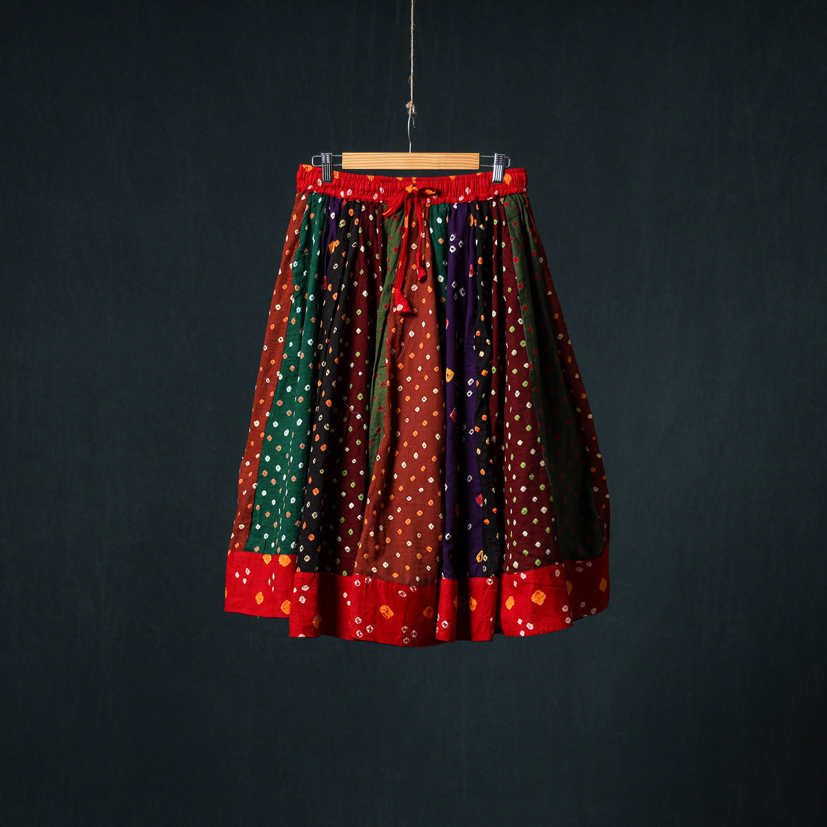 Bandhani Tie-Dye 24 Kali Patchwork Cotton Short Skirt 88