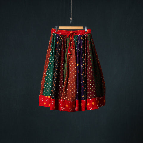 Bandhani Tie-Dye 24 Kali Patchwork Cotton Short Skirt 88