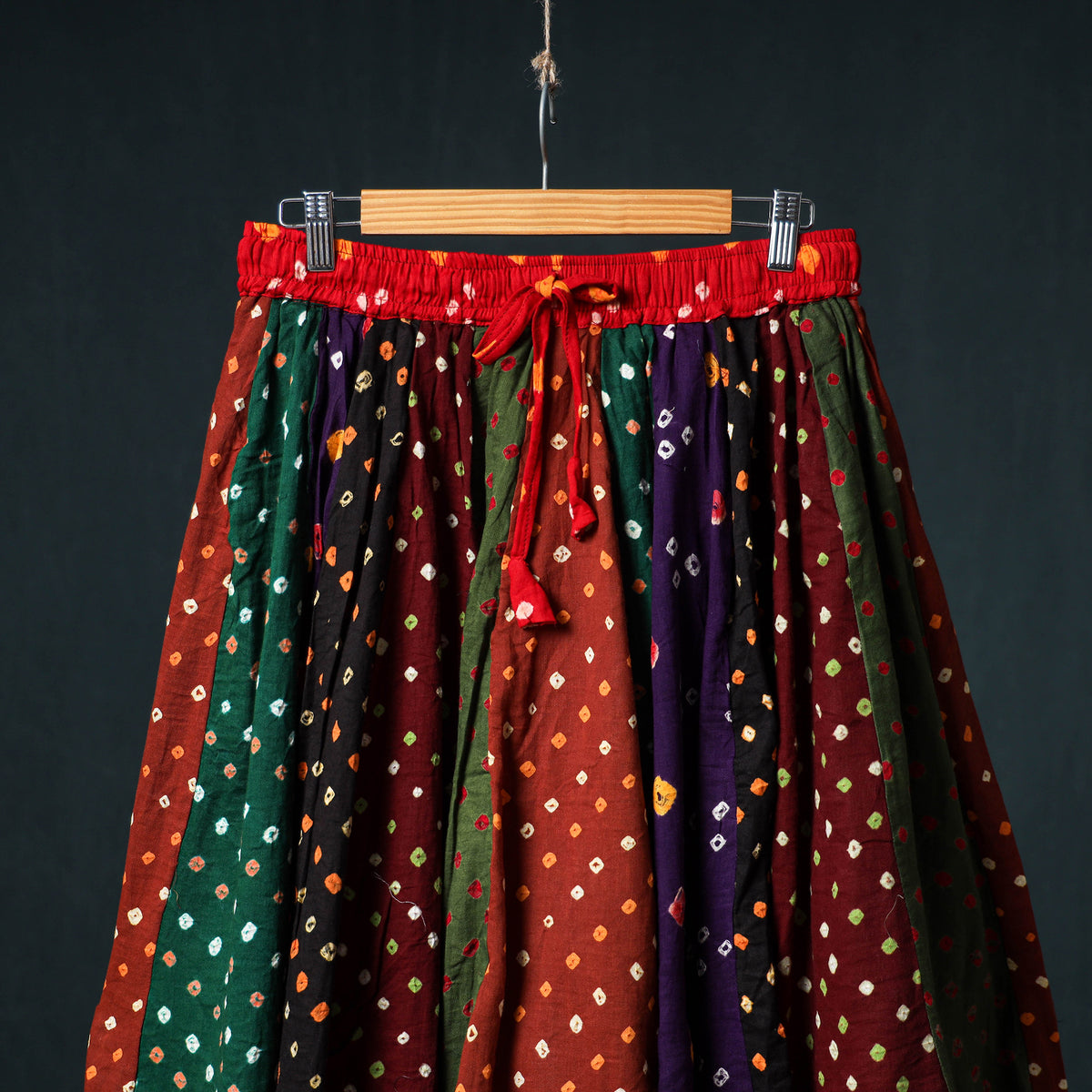 Bandhani Tie-Dye 24 Kali Patchwork Cotton Short Skirt 88