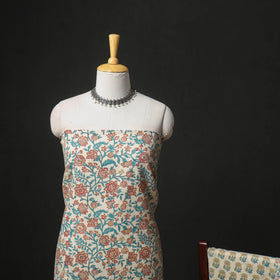 Floral Hand Block Sanganeri Print Woolen Unstitched Dress Material: Kurta, Bottom with Dupatta 39