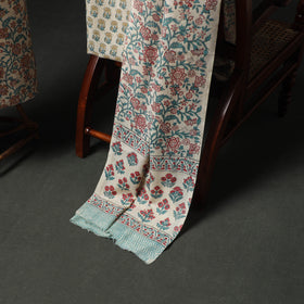 Floral Hand Block Sanganeri Print Woolen Unstitched Dress Material: Kurta, Bottom with Dupatta 39