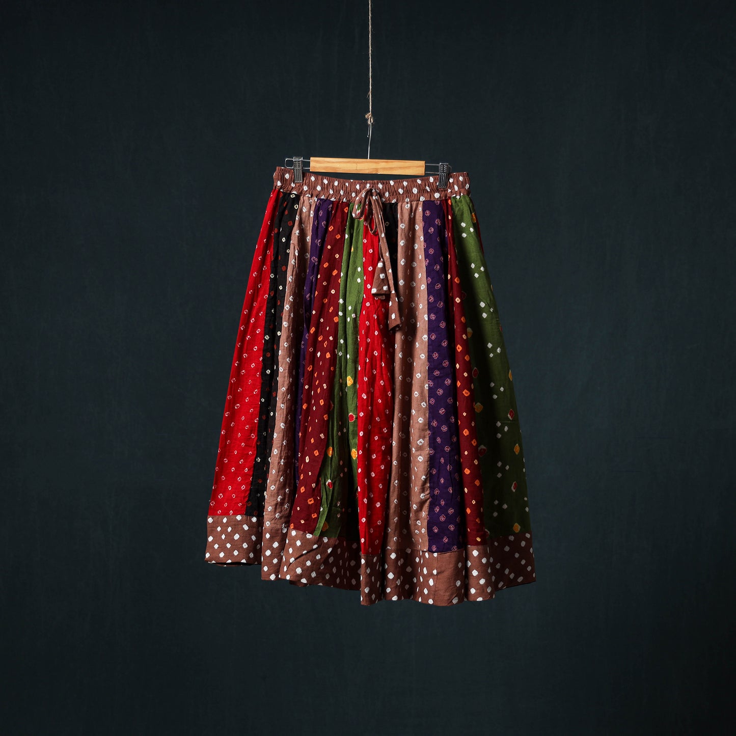 Bandhani Tie-Dye 24 Kali Patchwork Cotton Short Skirt 89