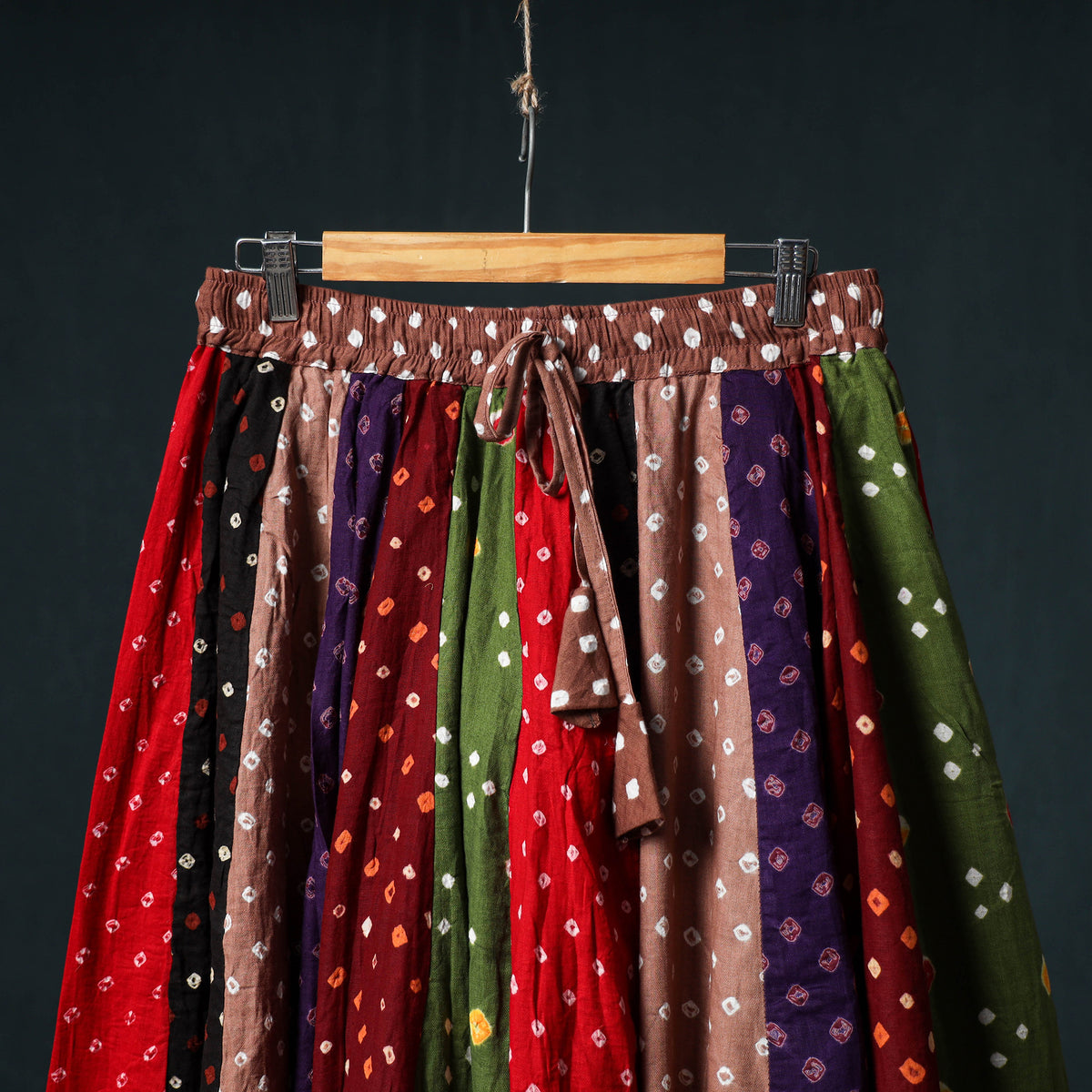 Bandhani Tie-Dye 24 Kali Patchwork Cotton Short Skirt 89