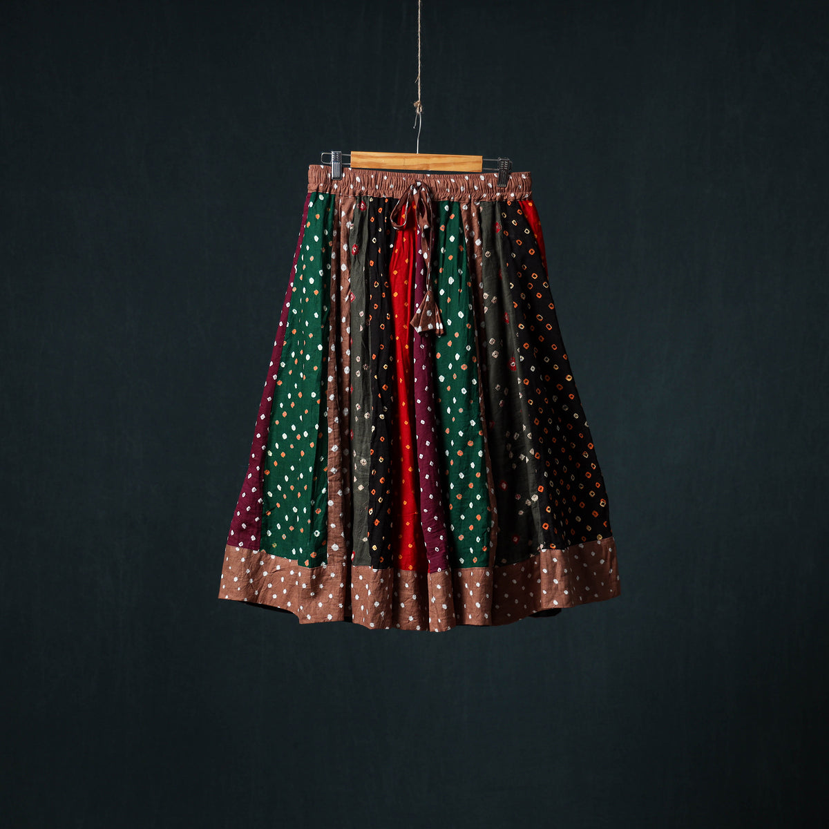 Bandhani Tie-Dye 24 Kali Patchwork Cotton Short Skirt 91