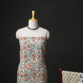 Floral hand block sanganeri print woolen unstitched dress