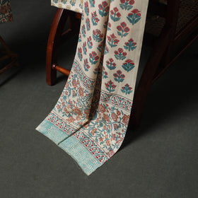 Floral hand block sanganeri print woolen unstitched dress