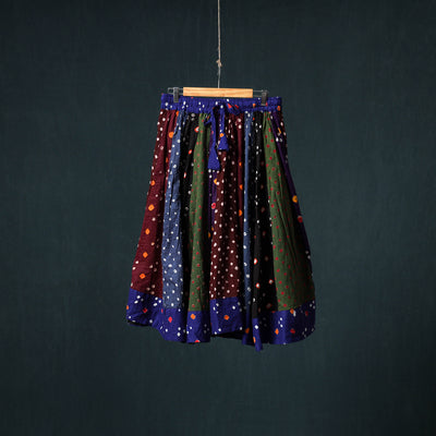 Bandhani Tie-Dye 24 Kali Patchwork Cotton Short Skirt 93