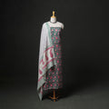 Floral Hand Block Sanganeri Print Woolen Unstitched Dress Material: Kurta, Bottom with Dupatta 43