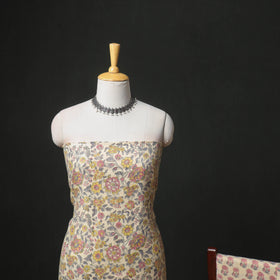 Floral Hand Block Sanganeri Print Woolen Unstitched Dress Material: Kurta, Bottom with Dupatta 45