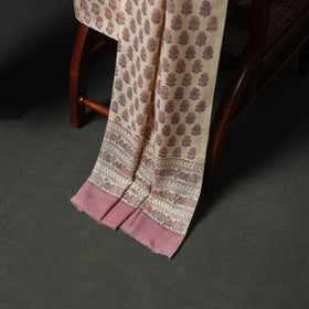 Floral Hand Block Sanganeri Print Woolen Unstitched Dress Material: Kurta, Bottom with Dupatta 45