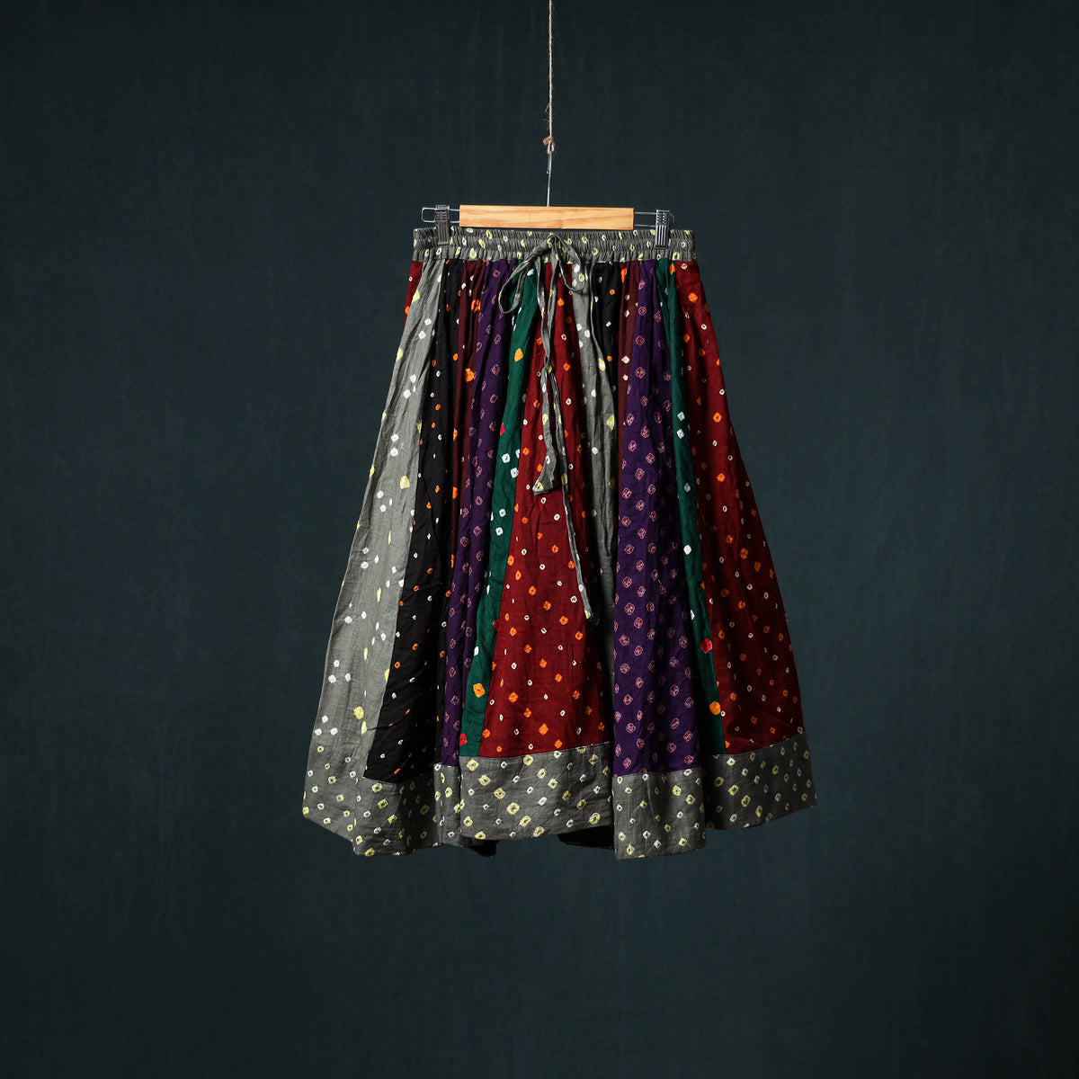 Bandhani Tie-Dye 24 Kali Patchwork Cotton Short Skirt 95